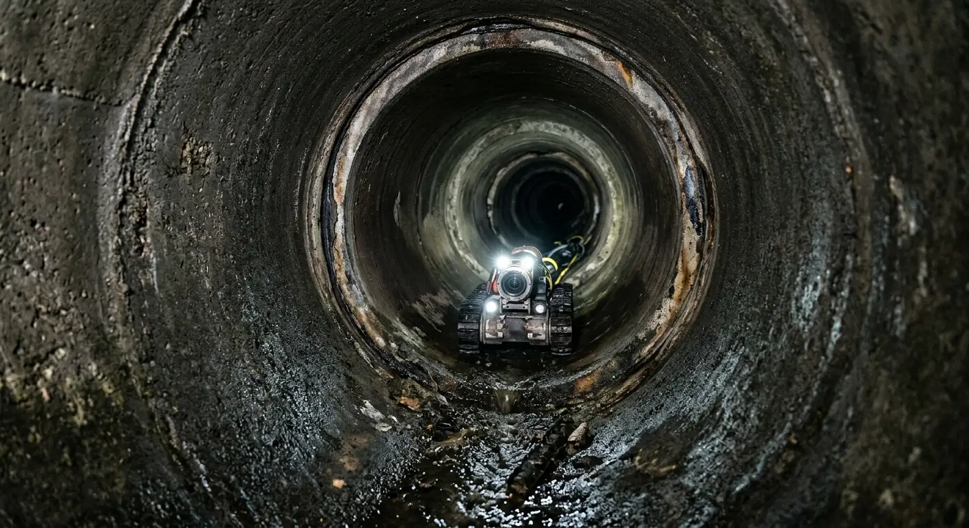 Robotic sewer camera inspecting pipe interior for Sewer Line Repair in Arbutus